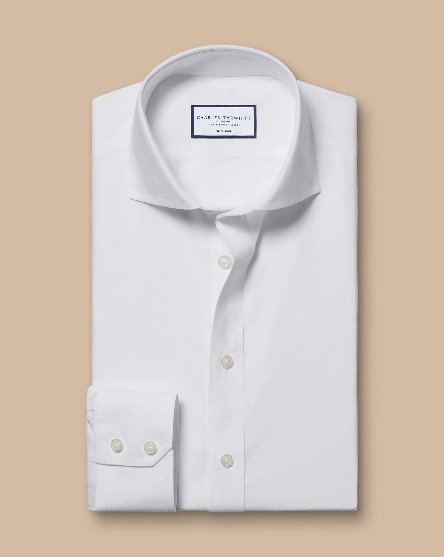 Cutaway Collar Non-Iron Poplin Shirt - White